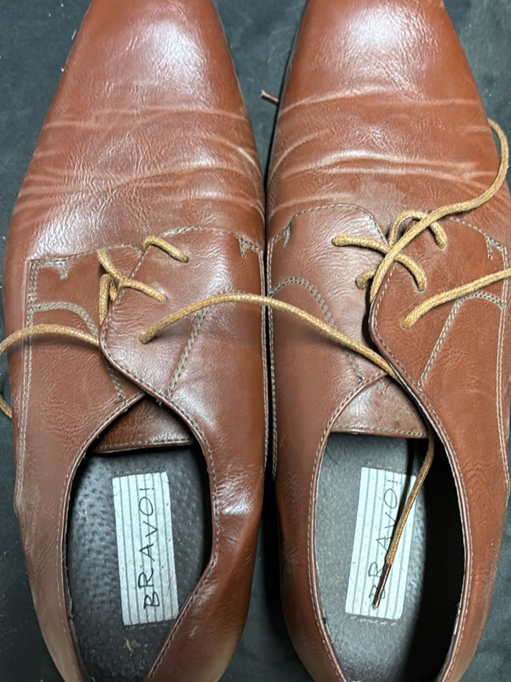 Men's Tan Leather Lace-Up Slip-Ons